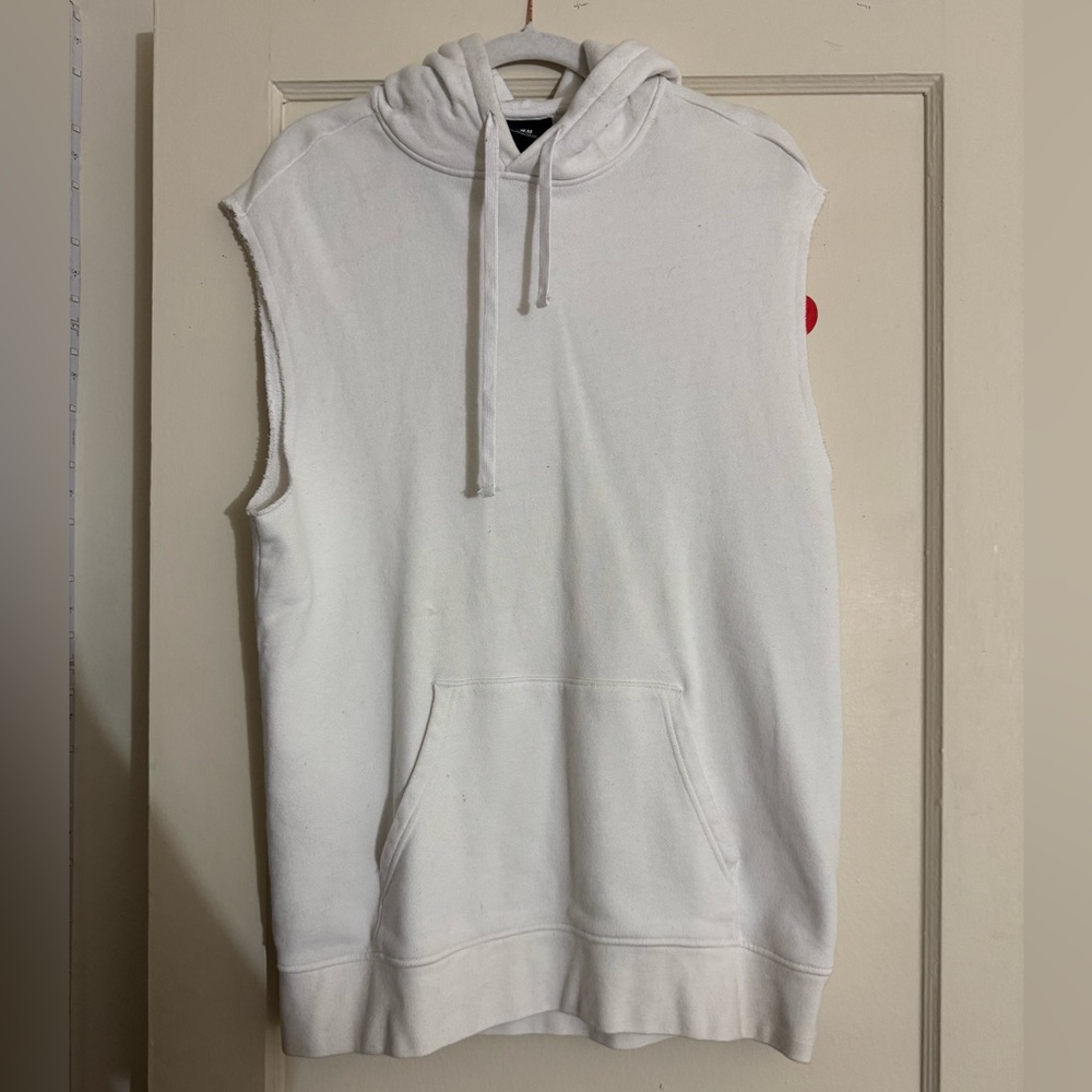 Men's White Sleeveless Hoodie